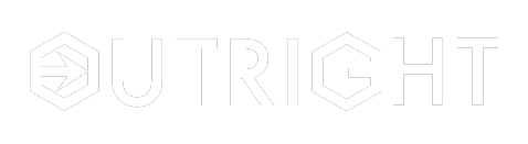a white, thick font 'outright' on a transparent background
