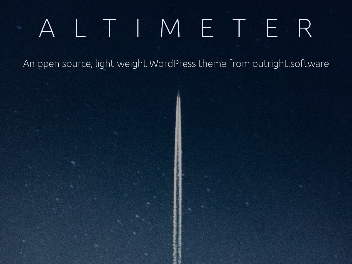 A dark to light blue background with feint stars in the background. A plane leave contour trails in the middle of the image and text at top reads - ALTIMETER