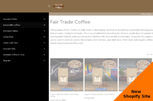 A web page with white on black navigation on the left hand side